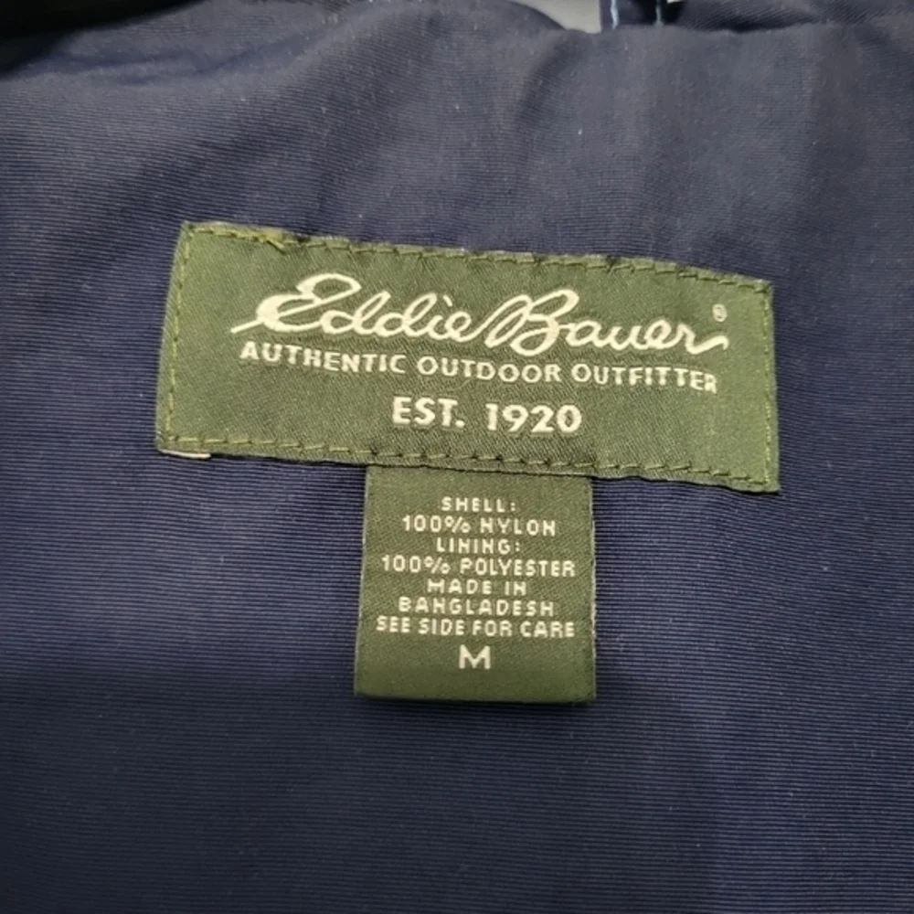 Eddie Bauer Women's Outdoor Jacket Size M Navy‎ Blue Hooded Hiking Rain Coat